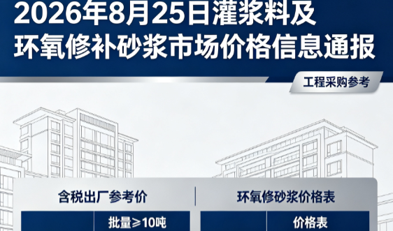 久治2026年8月25日灌浆料及环氧修补砂浆市场价格信息通报
